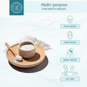 Bare Essentials Living powder texture close-up showing fine white clay for smooth blending