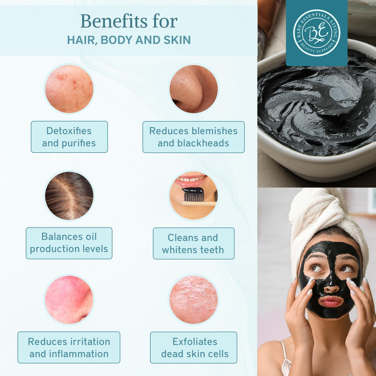 Bare Essentials Living mixed mask in bowl ready to apply for spa-like use