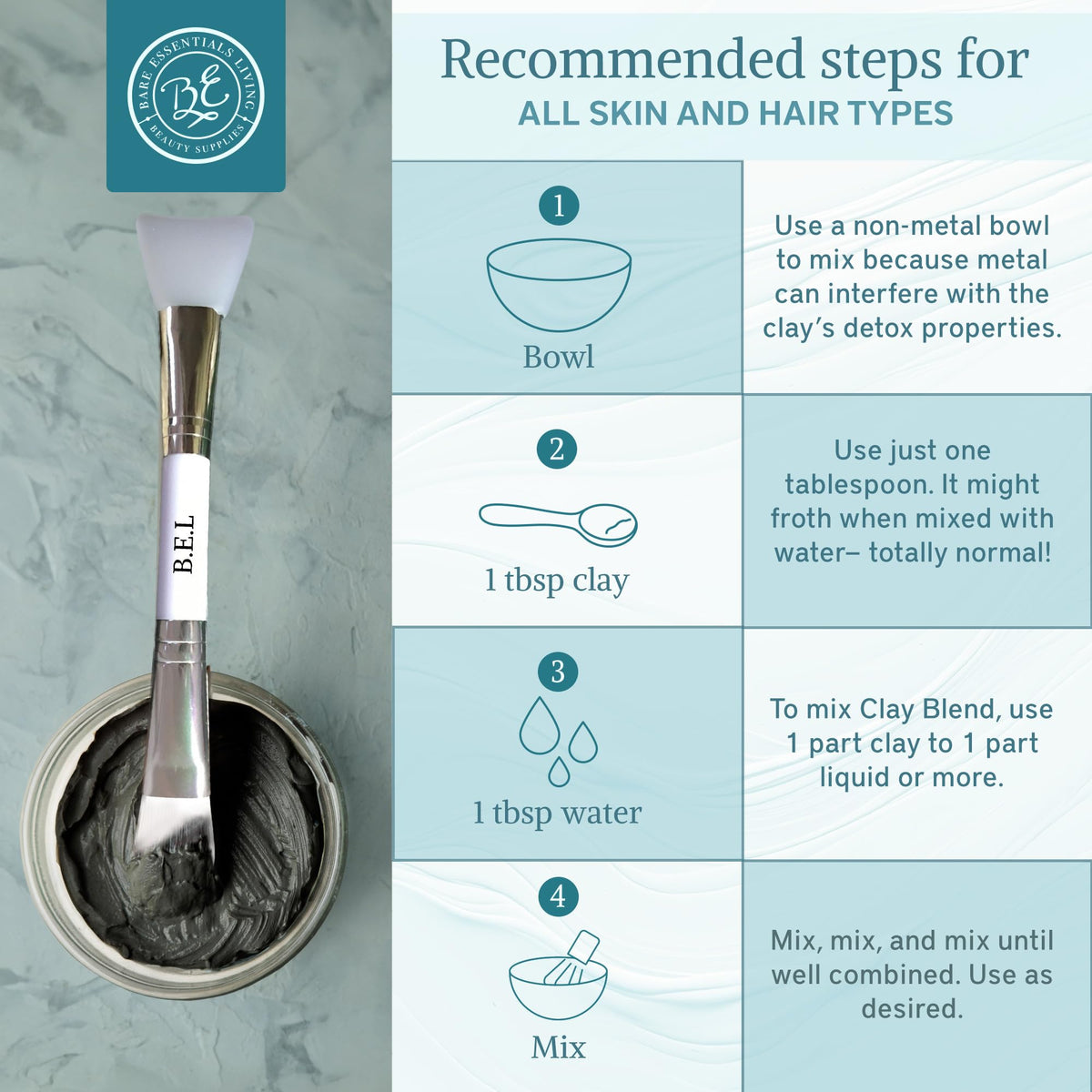 Bare Essentials Living powder on spoon for clear size and portioning