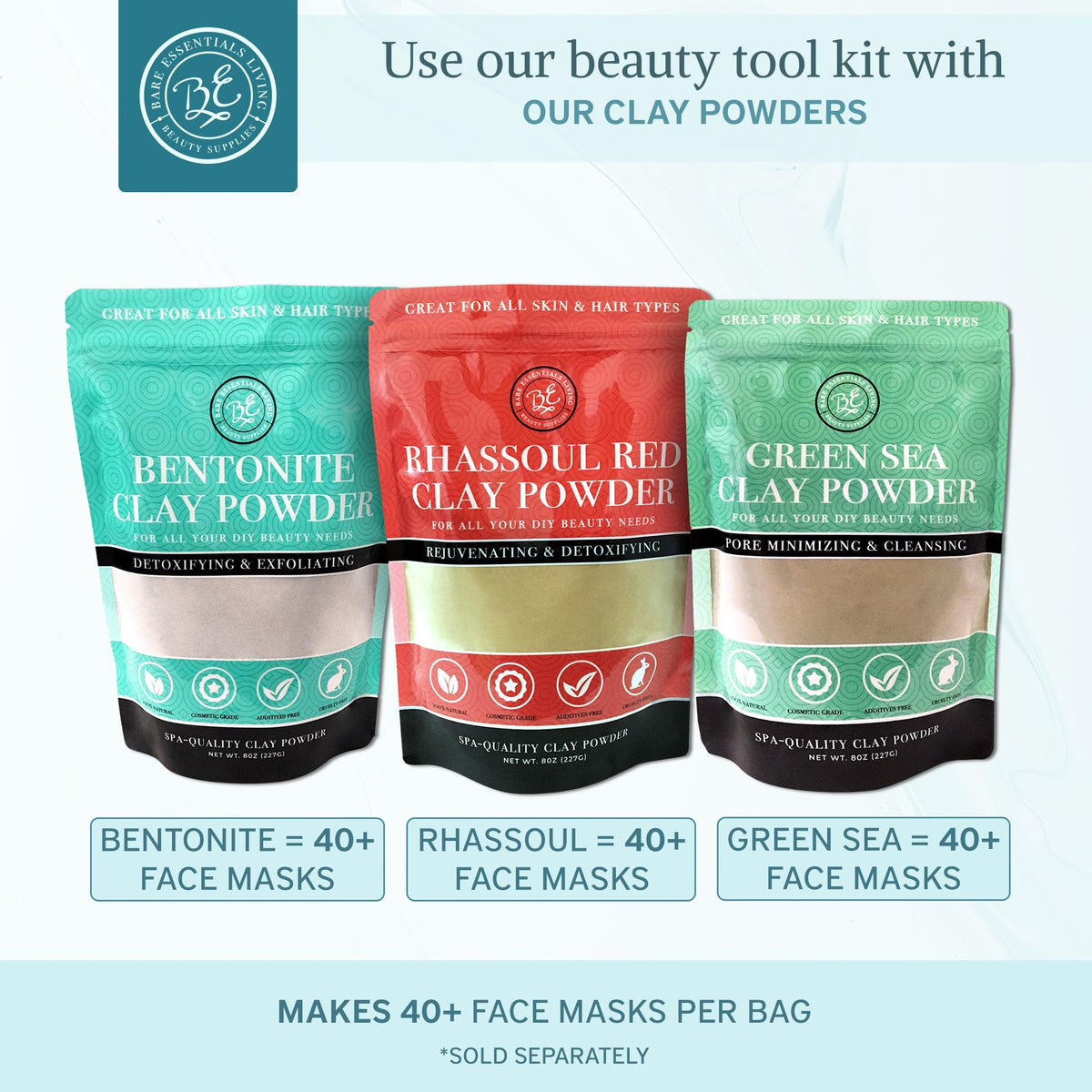 Bare Essentials Living mixed clay mask texture in bowl for smooth blending