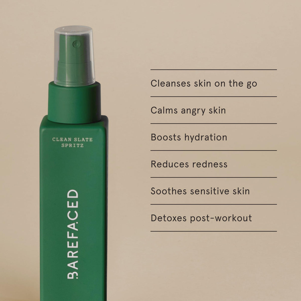 Barefaced mist close-up spray texture demonstrating fine hydration delivery