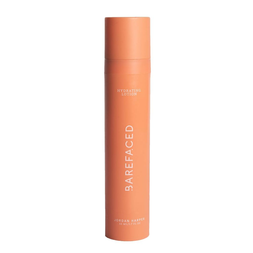 Barefaced front packaging shows compact 1.7 fl oz bottle and benefits