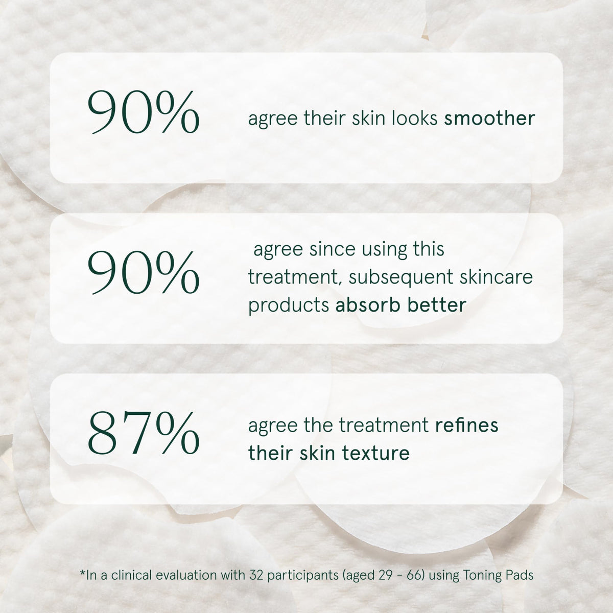 Barefaced pad in hand wiping cheek demonstrating easy exfoliation