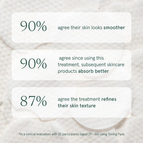 Barefaced pad in hand wiping cheek demonstrating easy exfoliation