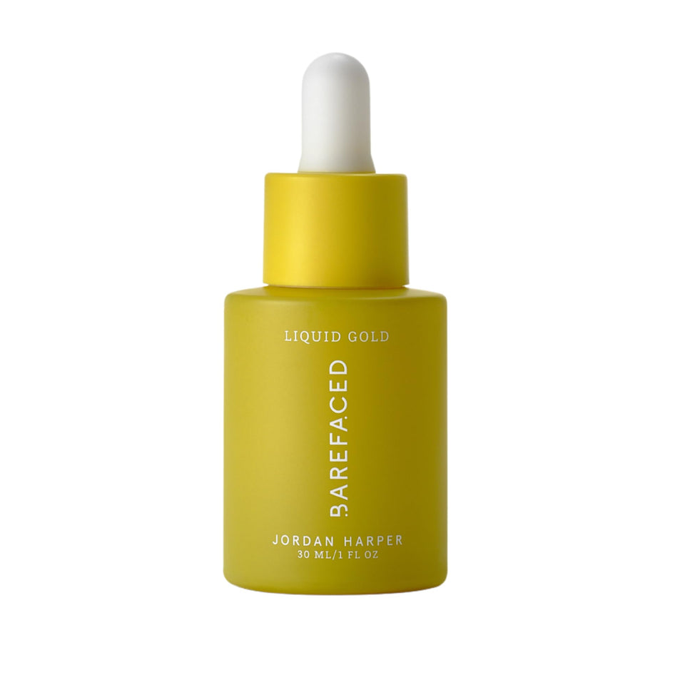 Barefaced Liquid Gold front bottle showing sleek label and 1 fl oz size benefit