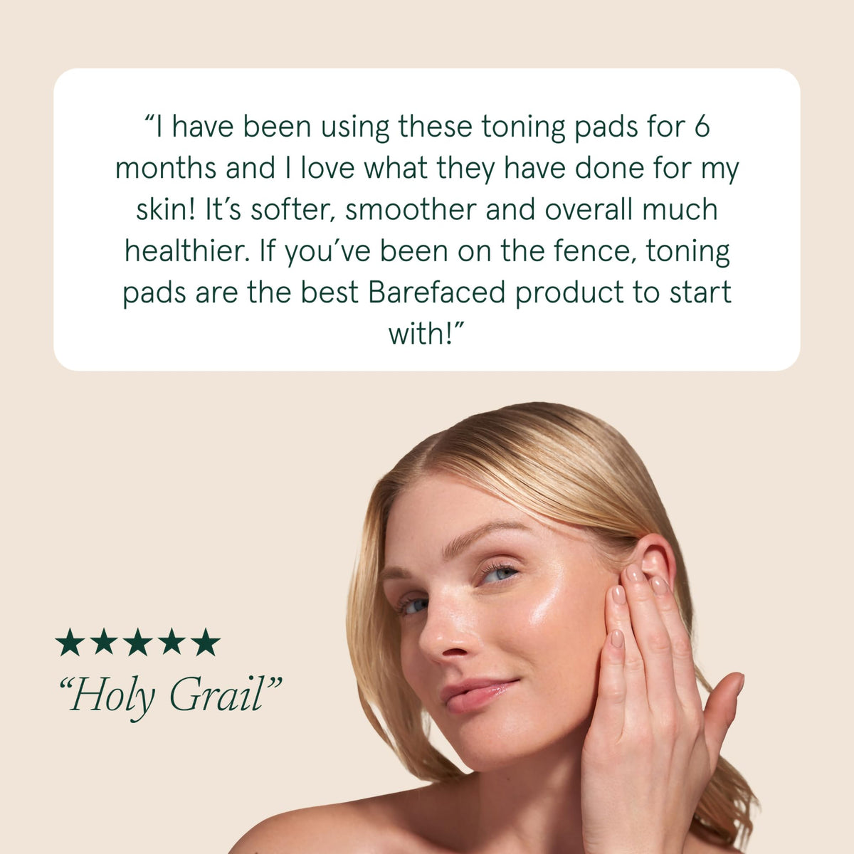 Barefaced pad applied to neck illustrating even-tone treatment