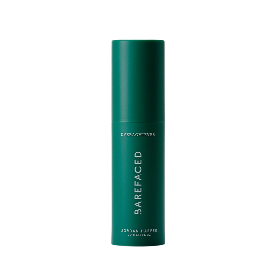 barefaced front bottle showing product and its compact size benefit