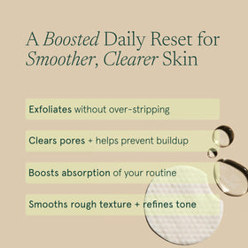 barefaced drop of solution on finger showing lightweight exfoliating formula