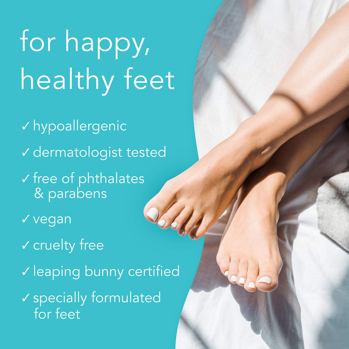Barefoot Scientist socks worn by model lying in bed for overnight use