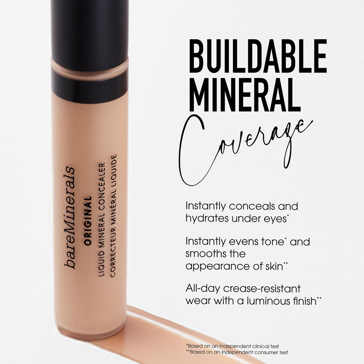 bareMinerals applying under eye to brighten shadows and visibly reduce the look of lines