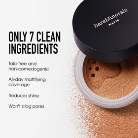 bareMinerals application with brush illustrating buildable, breathable coverage
