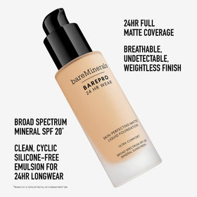bareMinerals application with brush for even, streak-free coverage benefit