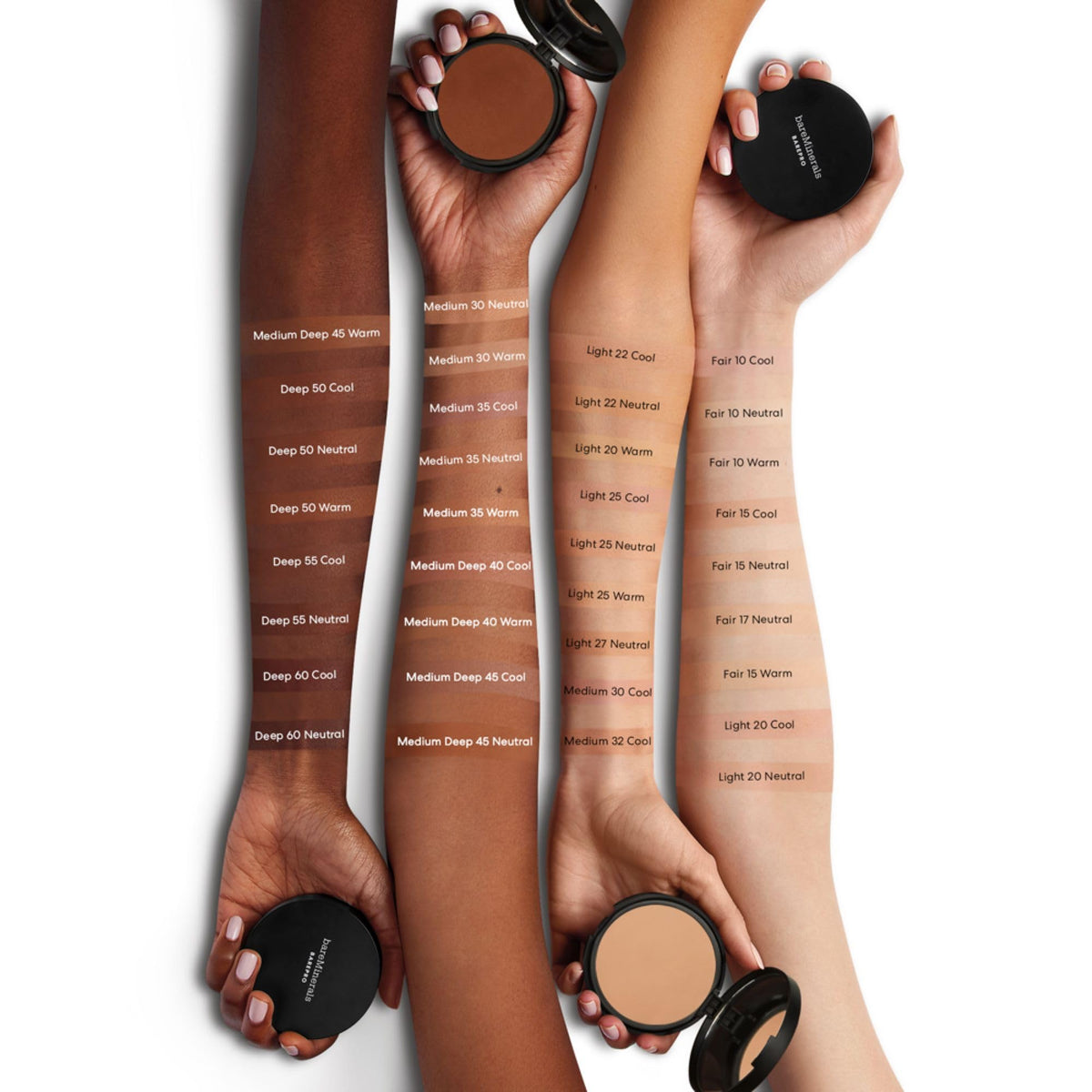bareMinerals before-and-after split showing reduced pores and matte look