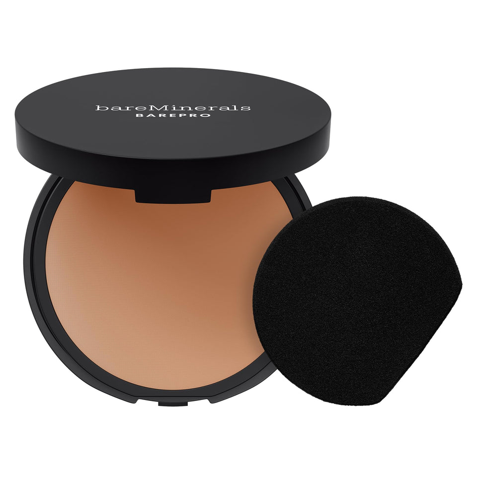 bareMinerals compact front view showing sleek packaging and travel convenience