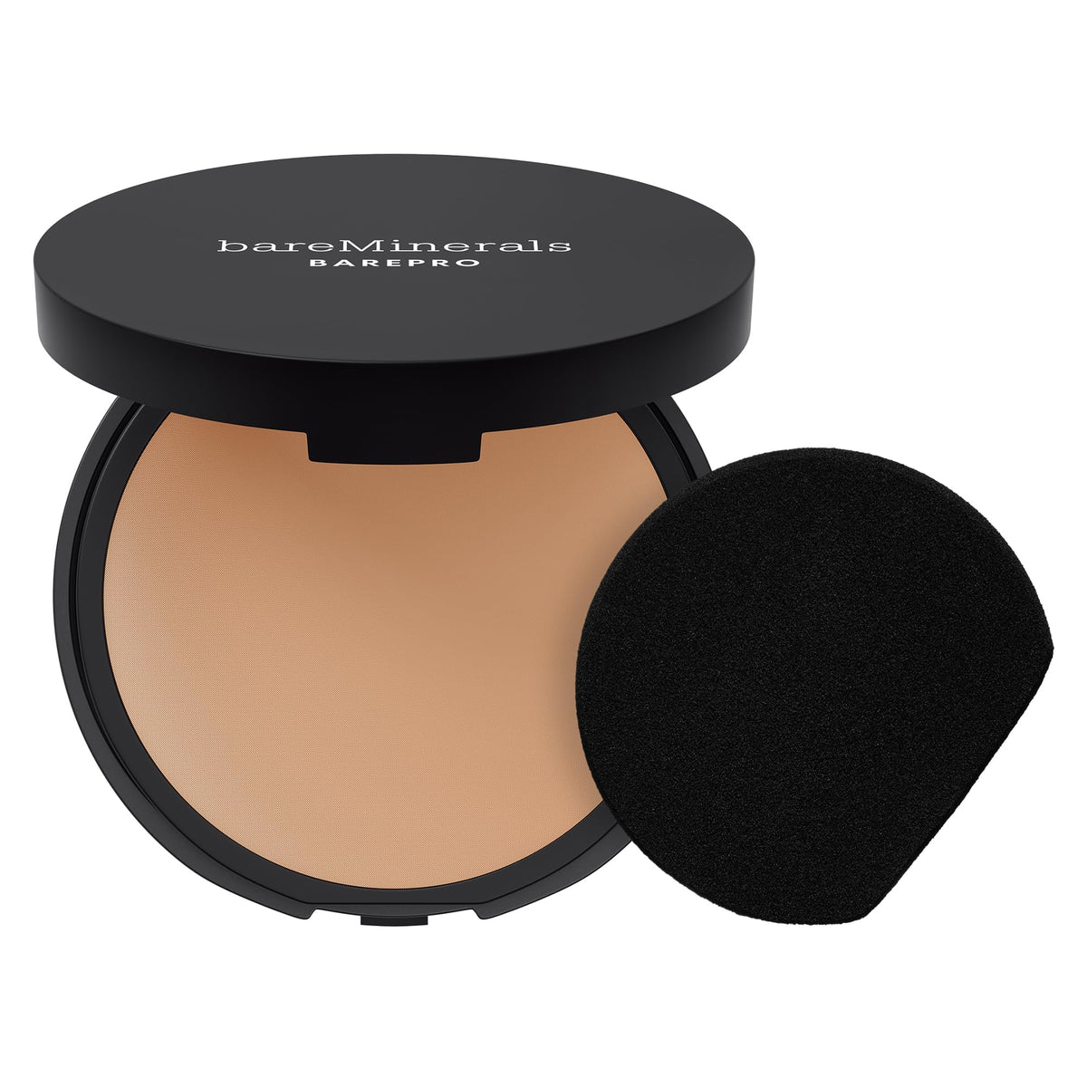 bareMinerals compact front view showing sleek case and shade name benefits portability