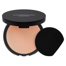 bareMinerals compact front view showing sleek packaging and portable design benefit