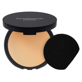 bareMinerals compact front showing Light 20 Warm shade and matte finish benefits