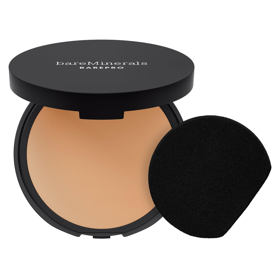 bareMinerals compact front view showing shade and sleek design for easy carry