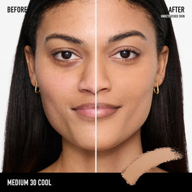 bareMinerals opened compact with included sponge for quick touch-up benefits