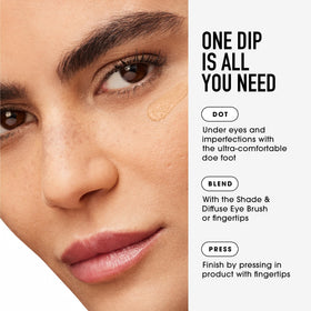bareMinerals BAREPRO next to coin showing size and portability for touch-ups