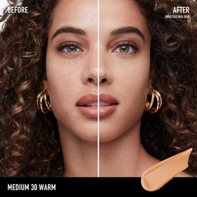 bareMinerals swatches across arm showing 40-shade range and matching accuracy