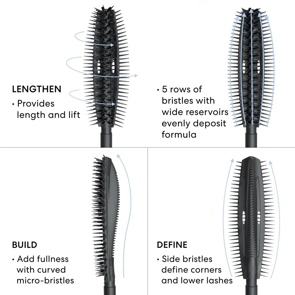bareMinerals before and after lashes showing lengthened, defined results