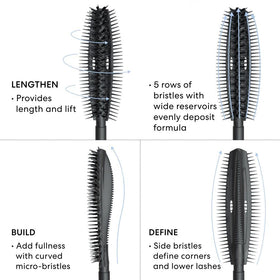 bareMinerals before and after lashes showing lengthened, defined results