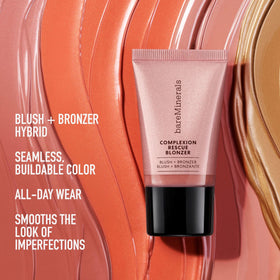bareMinerals before and after cheeks showing blurred pores and luminous glow
