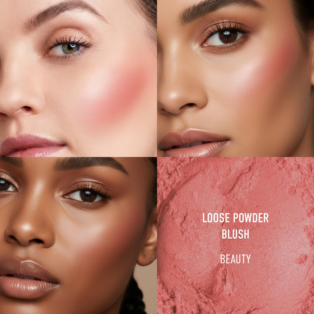 bareMinerals open pot top view revealing loose mineral blush texture and color payoff