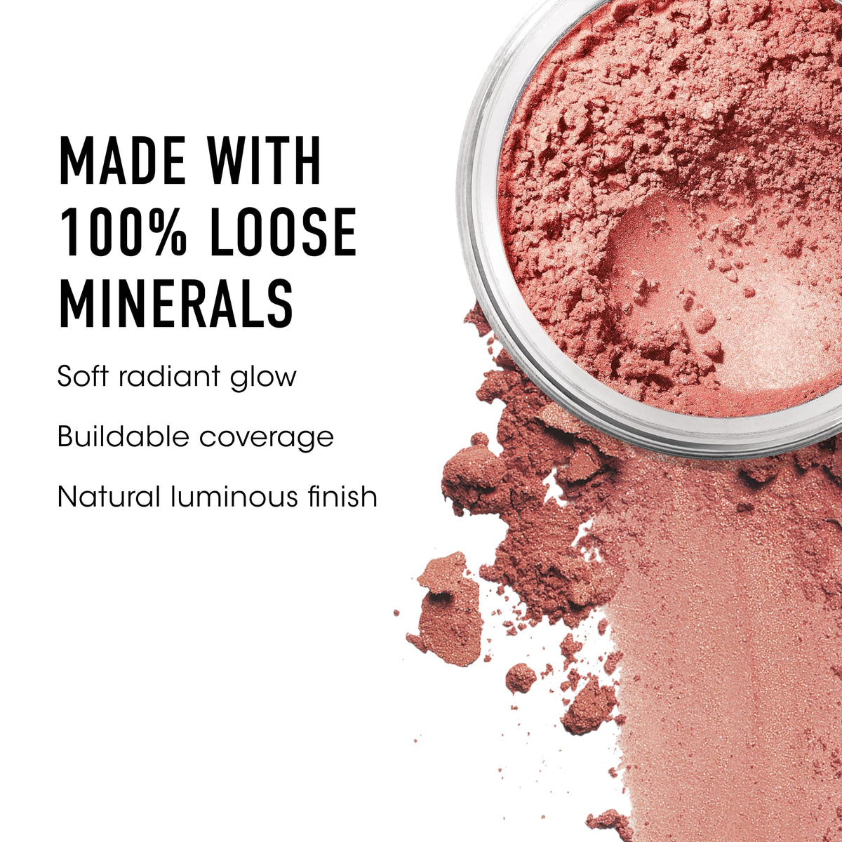 bareMinerals close-up texture of powder transforming to silky finish for blendability