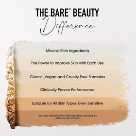 bareMinerals brush application in hand shows even, lightweight coverage result