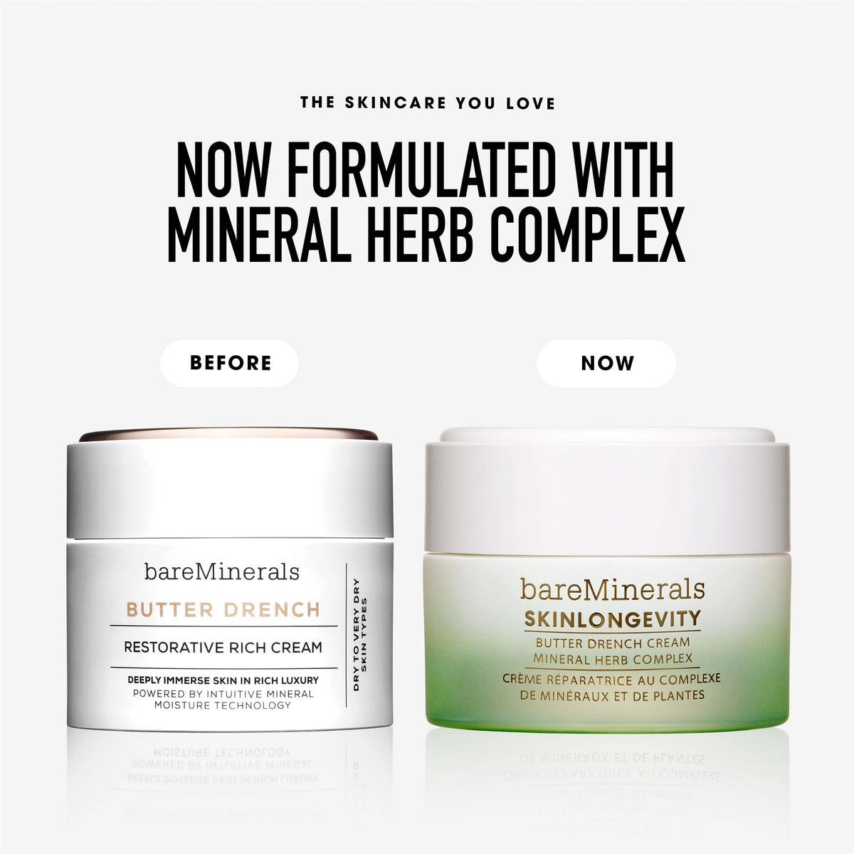 bareMinerals before and after skin texture comparison illustrating smoother skin
