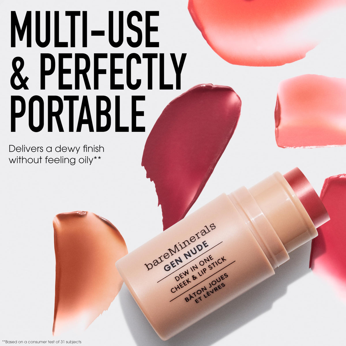 bareMinerals Call My Blush next to hand for size comparison and easy portability
