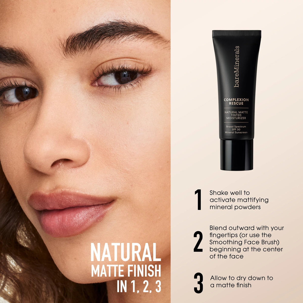 bareMinerals label close-up showing mineral SPF 30 protection