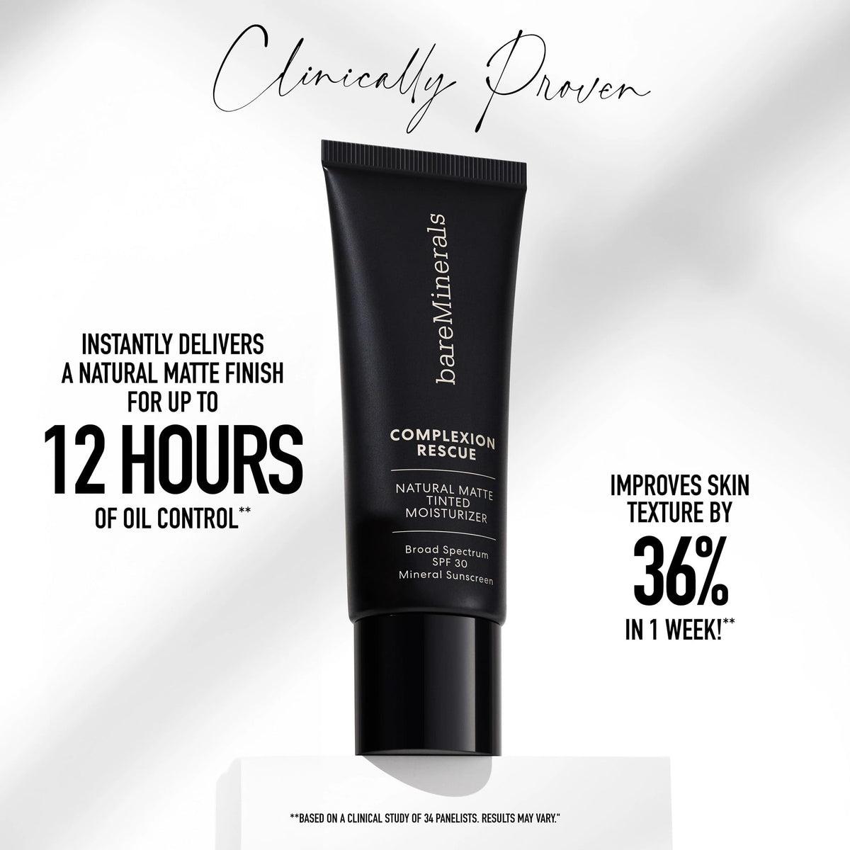 bareMinerals texture swatch displaying creamy matte, lightweight feel