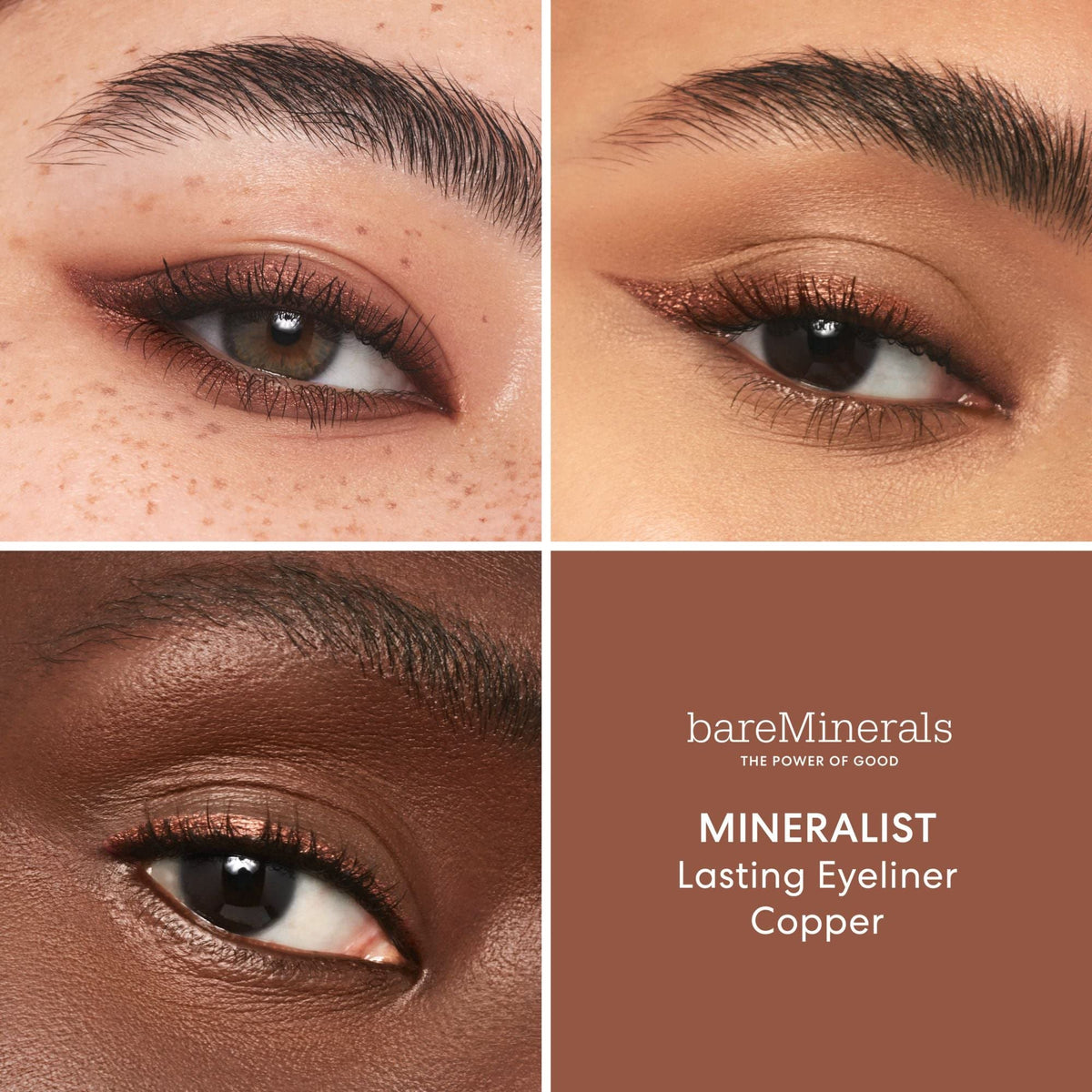 bareMinerals copper swatch on skin showing creamy texture and intense pigment payoff