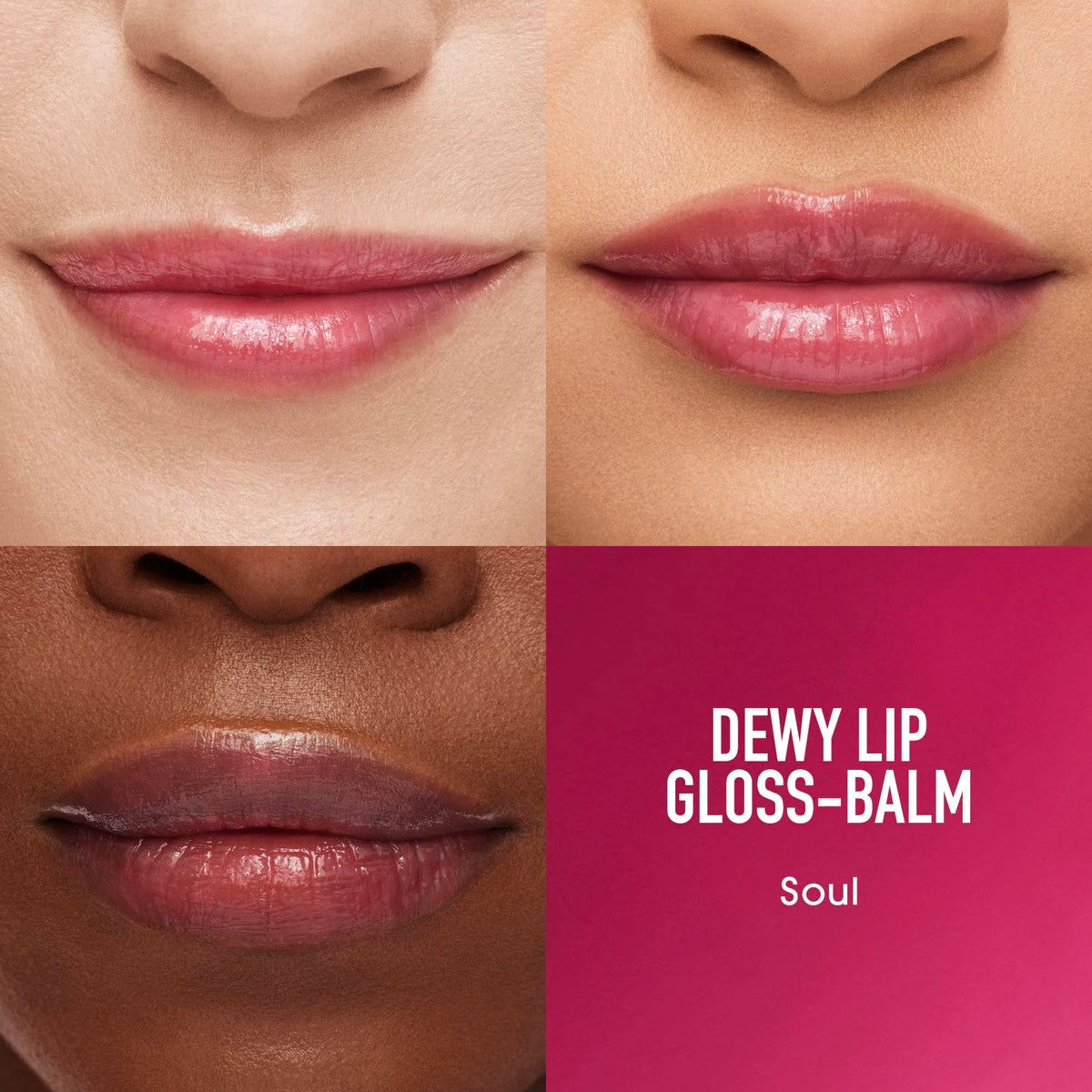 bareMinerals gloss-balm swiped on lips for dewy shine and hydrated look