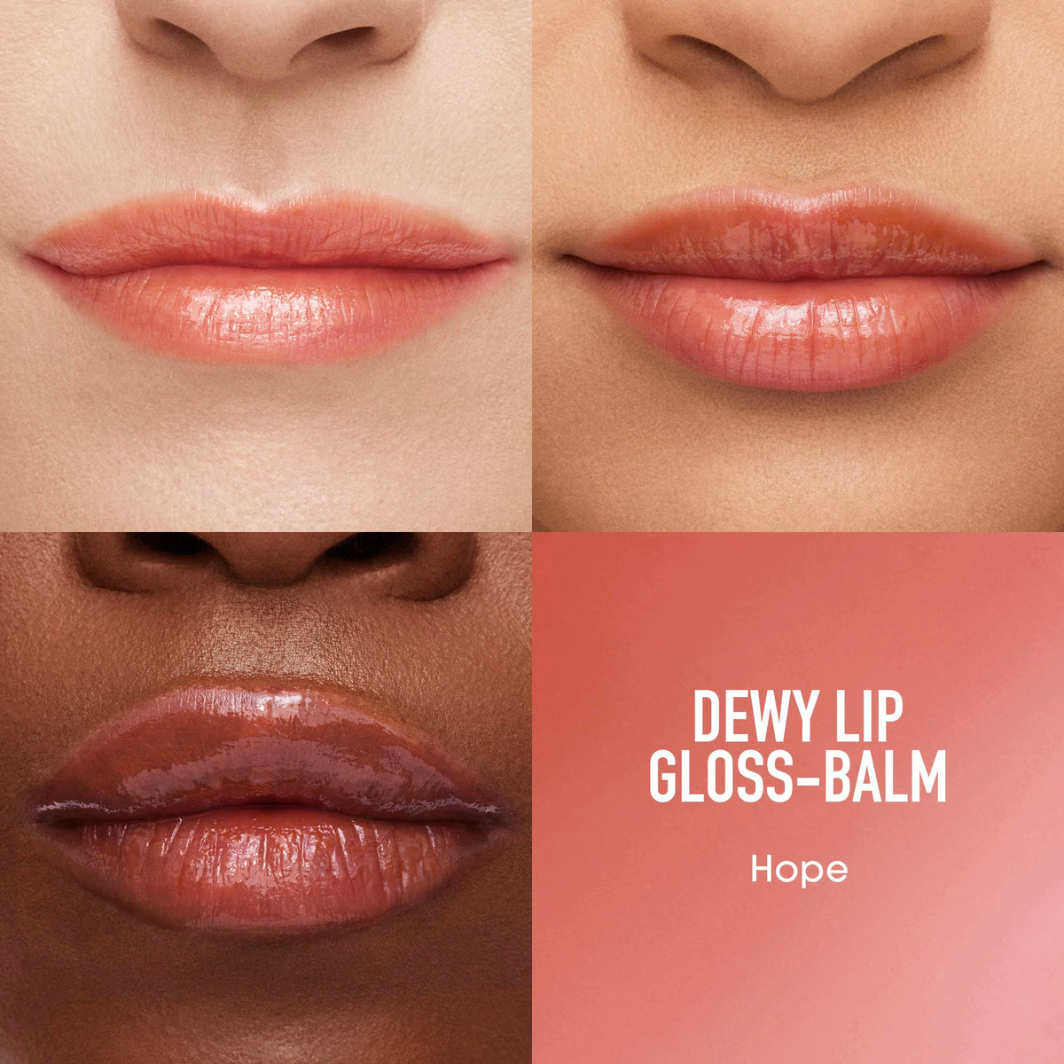 bareMinerals gloss-balm on lips displaying dewy sheen and natural sheer color