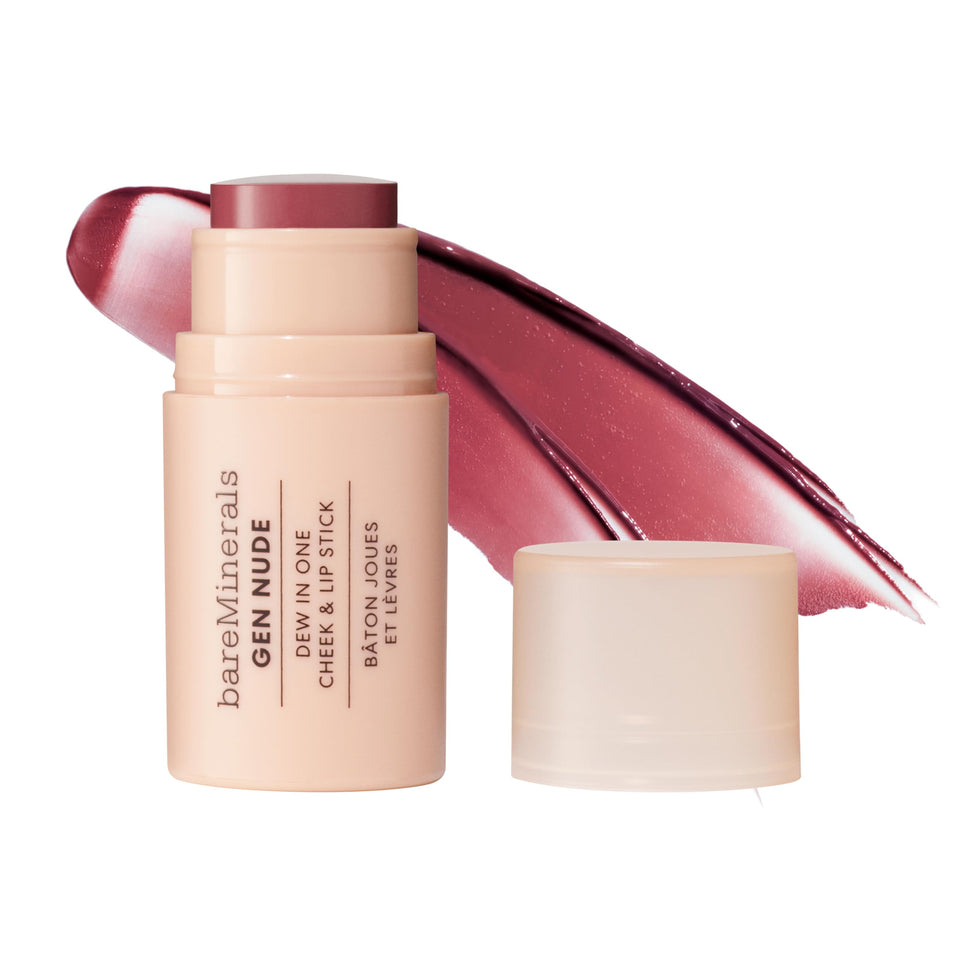 bareMinerals front packaging showing Gen Nude Dew Berry Me, highlights portability and convenience