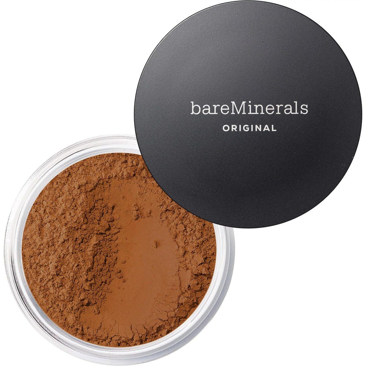bareMinerals front packaging showing Medium Dark 23 and luminous finish benefit