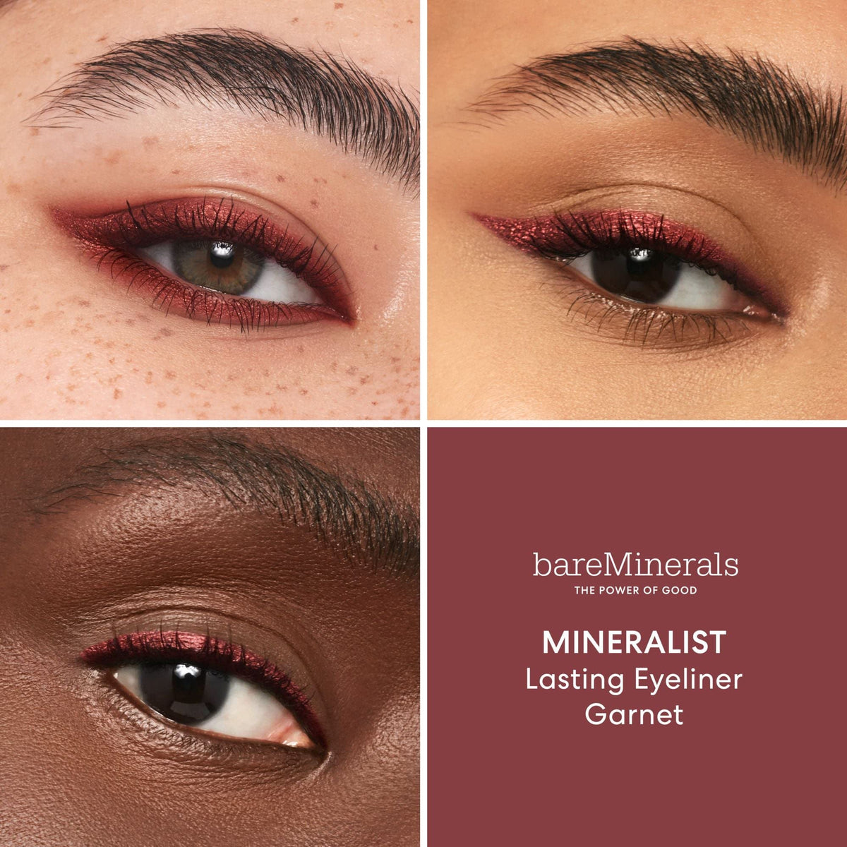 bareMinerals swatch texture of garnet shade showing rich pigment
