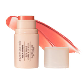 bareMinerals front packaging of Gen Nude Dew Just Peachy showing compact stick and shade