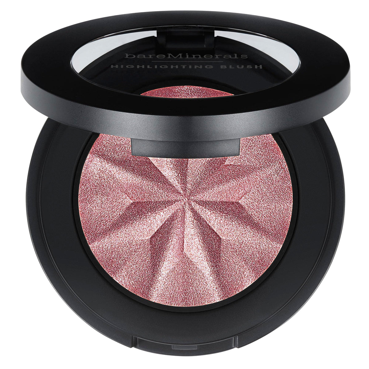 bareMinerals compact front view showing sleek packaging and quick benefit