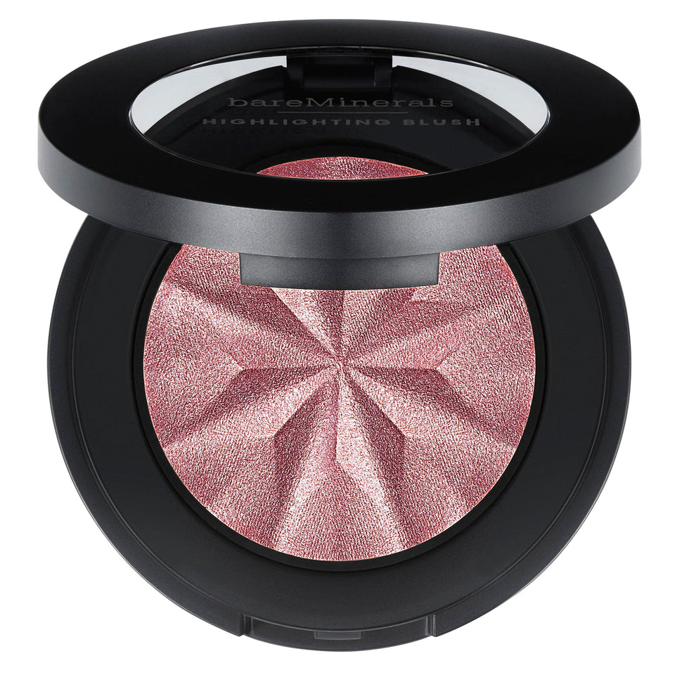 bareMinerals compact front view showing sleek packaging and quick benefit