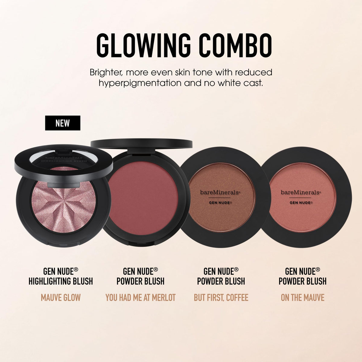 bareMinerals on cheekbone in lifestyle shot for natural luminous radiance