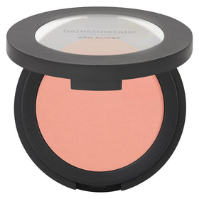 bareMinerals compact front view showing Pretty in Pink shade and sleek packaging benefit: easy travel