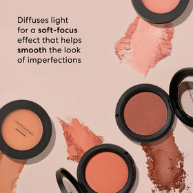 bareMinerals close-up of blush pan revealing silky surface benefit: smooth, blendable texture