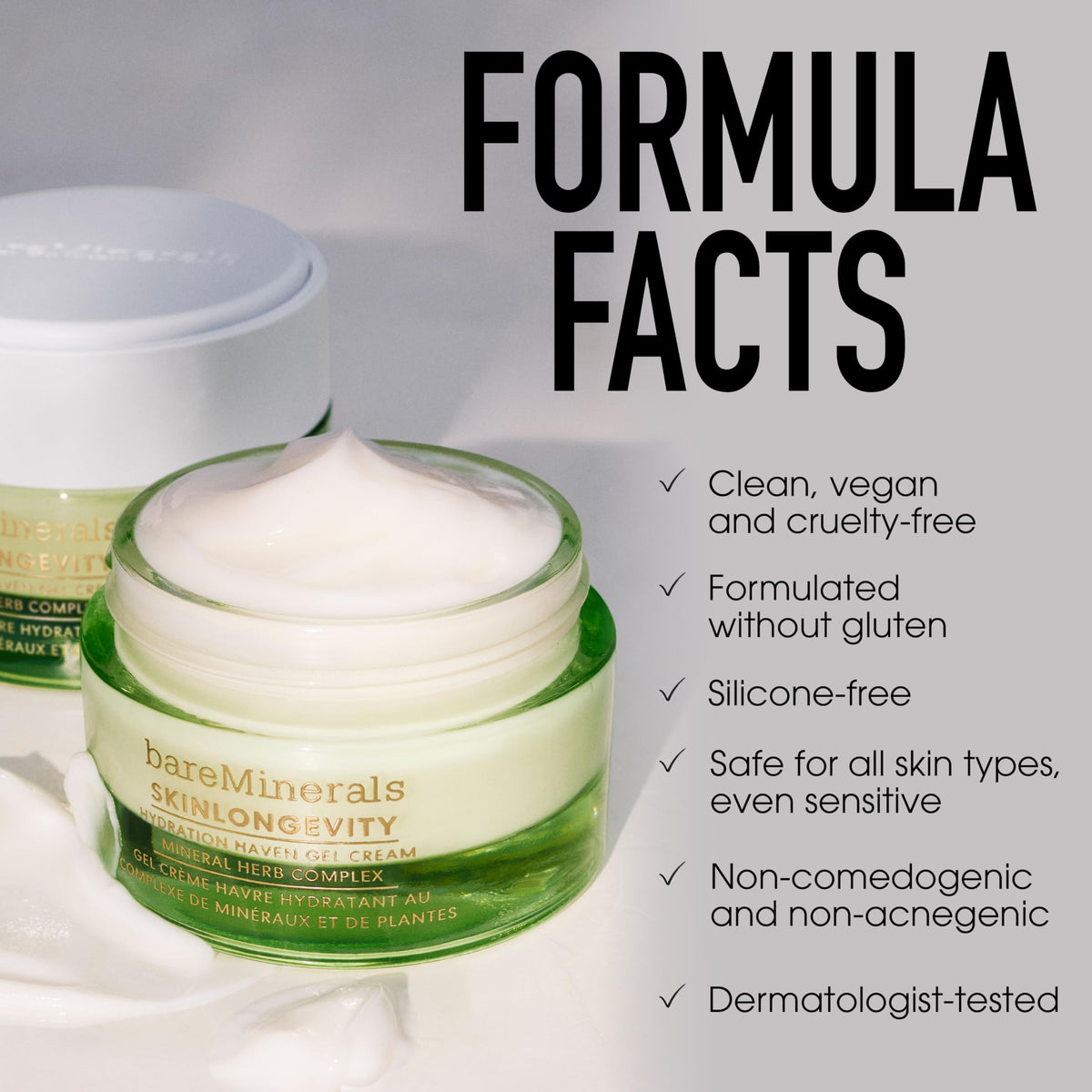bareMinerals jar on bathroom shelf in daily skincare routine setting
