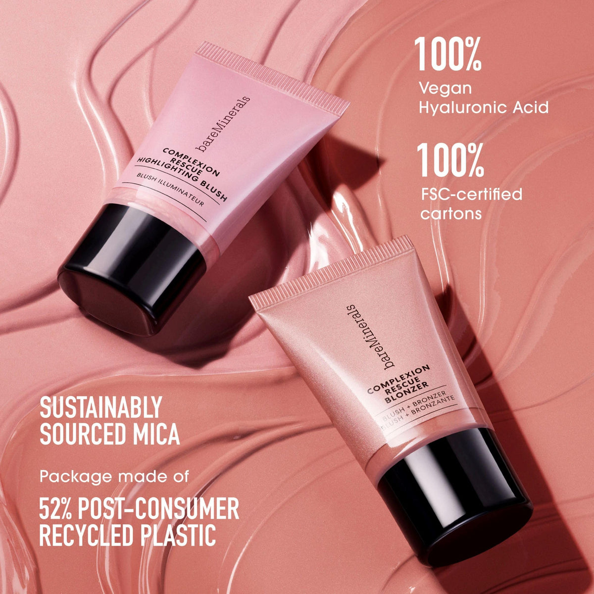 bareMinerals lifestyle shot of model wearing Kiss of Mauve for effortless radiant complexion