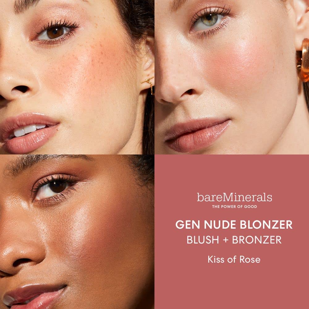 bareMinerals swatch on skin showing rosy-bronze payoff and seamless blend